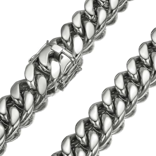 Beydodo Halskette Herren Edelstahl ohne Anhänger, 22MM Panzerkette Cuban Chain Hip Hop Kette 81CM Silber Freundschaftskette Personalisiert von Beydodo
