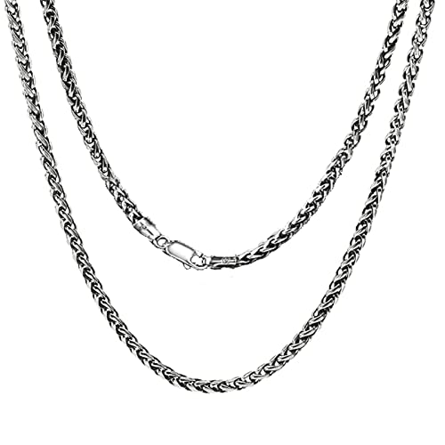 Beydodo Halskette Männer 925 Sterling Silber, 4MM Weizenkette mit Collierverschluss Silber Kette Herren 80CM ohne Anhänger Hip Hop Partnerkette von Beydodo