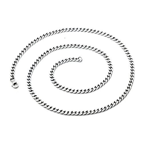 Beydodo Halskette Silber 925 55CM ohne Anänger, 4MM Panzerkette mit Karabinerverschluss Herren Kette Silber Biker Freundschaftskette Partnerkette von Beydodo