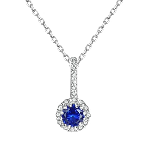 Beydodo Halskette Weißgold Damen 585, Kette Anhänger Charms Blume mit Saphir 0.3ct und Diamant Halskette Weißgold 45CM für Frauen Beydodo Halskette Weißgold Damen 585, Kette Anhänger Charms Blume mit Saphir 0.3ct und Diamant Halskette Weißgold 45CM für Frauen von Beydodo