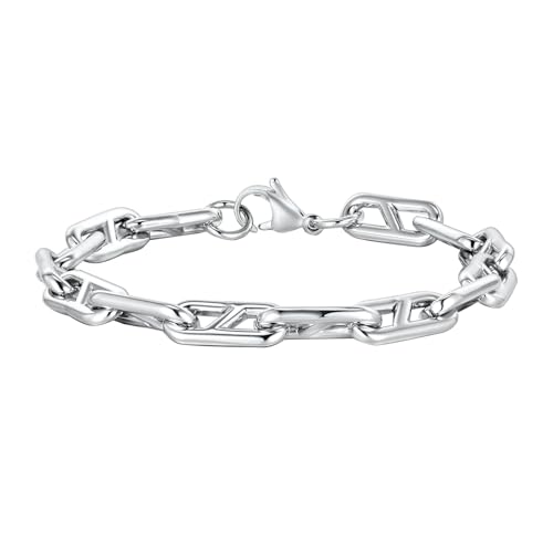 Beydodo Herren Armbänder Edelstahl, Männer Armband Silber 21.5CM 8MM Gliederarmband Charms Armbänder Personalisiert Freundschaftsarmband von Beydodo