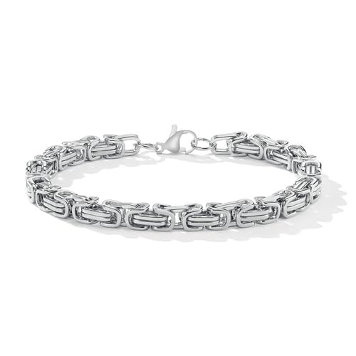 Beydodo Herren Armband Edelstahl, Armbänder Charms Silber 23CM 8.5MM Byzantinische Kette Gliederarmband Freundschaftsarmband Personalisiert Armband für Männer von Beydodo