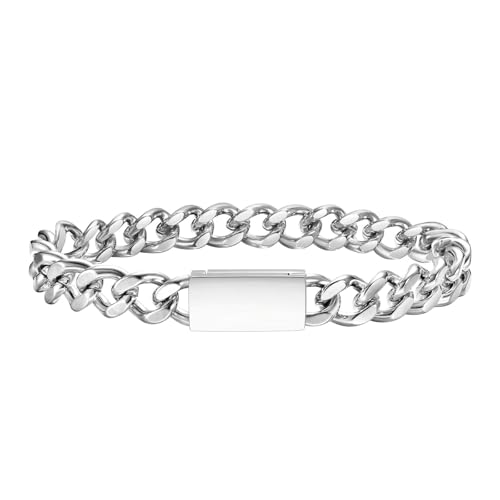 Beydodo Herren Armband Edelstahl Silber 18CM, Armbänder Charms mit Magnetverschluss Panzerarmband Partnerarmband Armband Männer Personalisiert von Beydodo