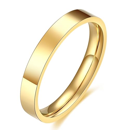Beydodo Herren Damen Ringe Edelstahl, Unisex Ring 3MM Glänzend Bandring Freundschaftsring Ring Personalisiert Gold Gr.62 (19.7) von Beydodo