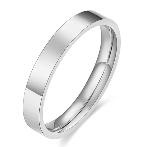 Beydodo Herren Damen Ringe Edelstahl, Unisex Ring 3MM Glänzend Bandring Freundschaftsring Ring Personalisiert Silber Gr.62 (19.7) von Beydodo