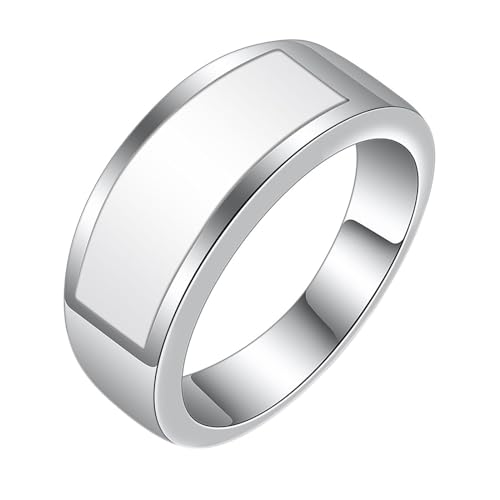 Beydodo Herren Damen Ringe Edelstahl, Unisex Ring 8.5MM mit Weiß Stein Freundschaftsring Ring Personalisiert Silber Gr.65 (20.7) von Beydodo