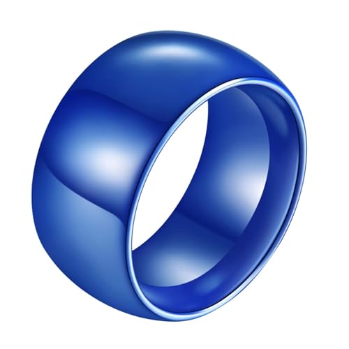 Beydodo Herren Damen Ringe Keramik, Unisex Ring 11MM Glänzend Bandring Freundschaftsring Ring Personalisiert Blau Gr.62 (19.7) von Beydodo