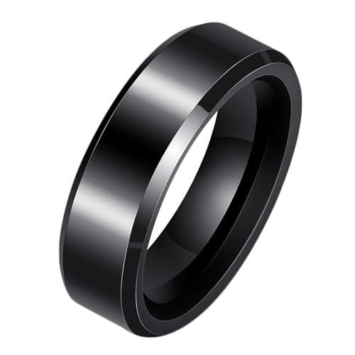 Beydodo Herren Damen Ringe Keramik, Unisex Ring 6MM Glänzend Bandring Freundschaftsring Ring Personalisiert Schwarz Gr.52 (16.6) von Beydodo