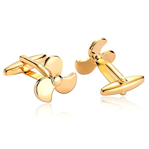 Beydodo Herren Hochzeit Manschettenknöpfe (Cufflinks) Edelstahl Propeller Gold Hemd Manschetten Knöpfe von Beydodo