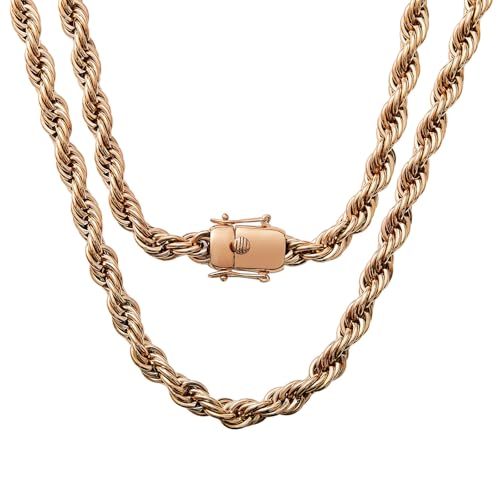 Beydodo Herren Kette 46CM ohne Anhänger Edelstahl, Kordelkette 8MM Freundschaftskette Hip Hop Halskette Personalisiert Rosegold von Beydodo