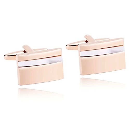 Beydodo Herren Manschettenknöpfe Hochzeit Edelstahl Rechteck Manschettenknopf Hemd Weiß Rosegold von Beydodo