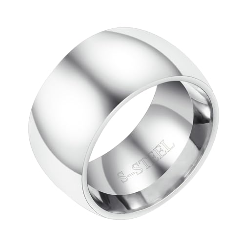 Beydodo Herren Ring Personalisiert, Edelstahl Ringe 11MM Glänzend Bandring Freundschaftsringe Silber Ringe für Männer Größe 57 (18.1) von Beydodo