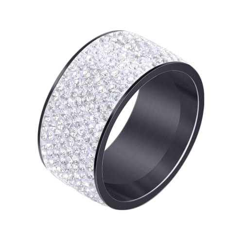 Beydodo Herren Ring Personalisiert, Edelstahl Ringe 12MM Tennis mit Weiß Zirkonia Freundschaftsringe Schwarz Ringe für Männer Größe 65 (20.7) von Beydodo