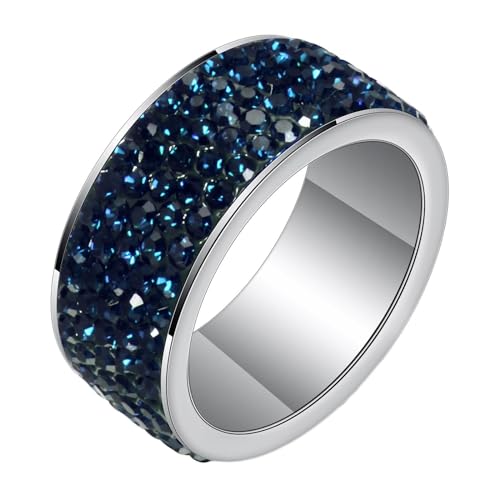 Beydodo Herren Ring Personalisiert, Edelstahl Ringe 8MM Tennis mit Dunkelblau Zirkonia Freundschaftsringe Silber Ringe für Männer Größe 52 (16.6) von Beydodo