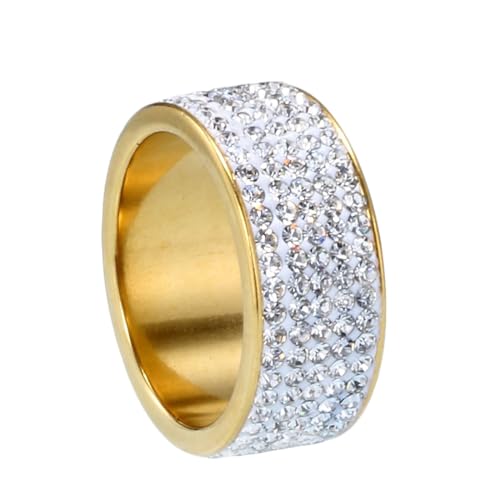 Beydodo Herren Ring Personalisiert, Edelstahl Ringe 8MM mit Zirkonia Freundschaftsringe Gold Ringe für Männer Größe 52 (16.6) von Beydodo