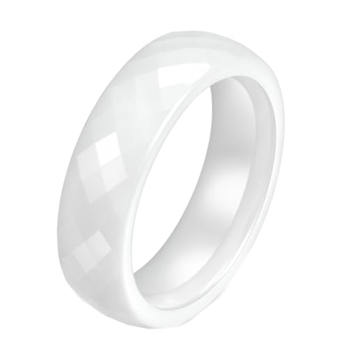 Beydodo Herren Ring Personalisiert, Keramik Ringe 6MM Glänzend Bandring Freundschaftsringe Weiß Ringe für Männer Größe 49 (15.6) von Beydodo