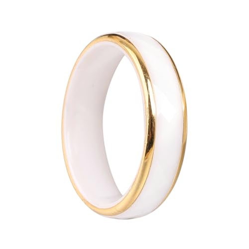 Beydodo Herren Ring Personalisiert, Keramik Ringe 6MM Glänzend Freundschaftsringe Gold Weiß Ringe für Männer Größe 60 (19.1) von Beydodo