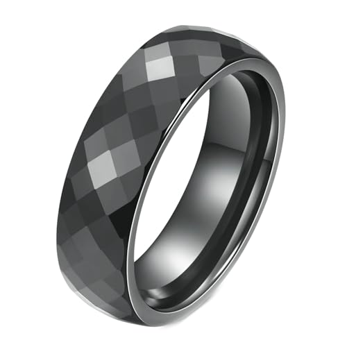 Beydodo Herren Ring Personalisiert, Keramik Ringe 6MM Glänzend mit Zirkonia Freundschaftsringe Schwarz Ringe für Männer Größe 60 (19.1) von Beydodo