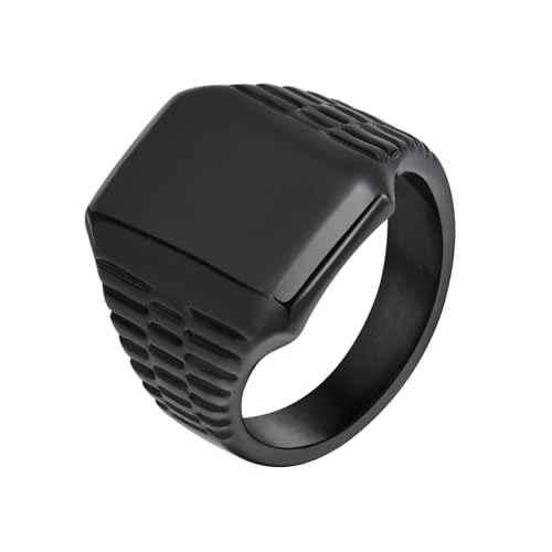 Beydodo Herren Ringe Edelstahl, Männer Ring Personalisiert Breit 17.5MM Siegelring Freundschaftsringe Schwarz Ring Nickelfrei Gr.65 (20.7) von Beydodo