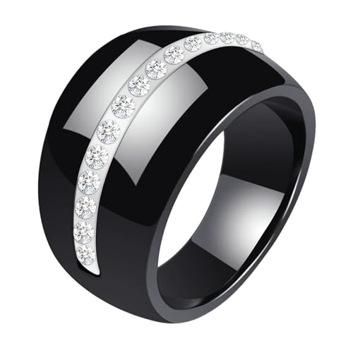 Beydodo Herren Ringe Keramik, Männer Ring 14MM Glänzend mit Zirkonia Freundschaftsring Ring Personalisiert Schwarz Gr.60 (19.1) von Beydodo