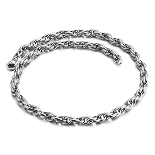 Beydodo Hip Hop Kette Herren 55CM ohne Anhänger, 7MM Kordelkette Halskette Edelstahl Silber Freundschaftskette Personalisiert von Beydodo
