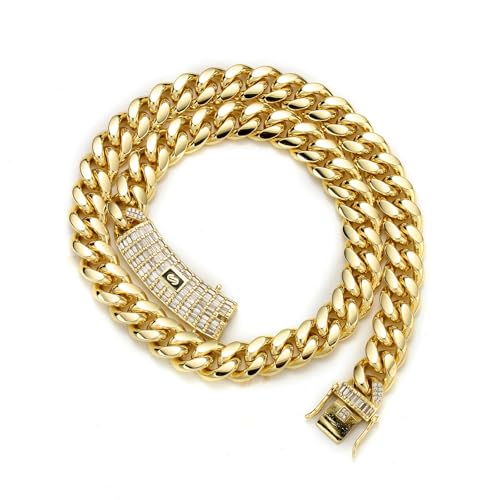 Beydodo Hip Hop Kette Herren 61CM ohne Anhänger, 6MM Cuban Chain Panzerkette Halskette Edelstahl Gold Freundschaftskette Personalisiert von Beydodo