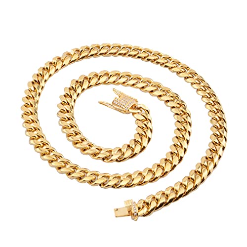 Beydodo Hip Hop Kette Herren ohne Anhänger, Panzerkette mit Zirkonia 18MM Breit Halskette Edelstahl Freundschaftskette Gold 51 cm von Beydodo