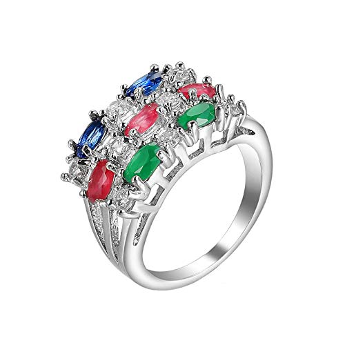 Beydodo Hochzeit Ring Damen Versilbert, Ehering Wickelring mit Bunten Zirkonia Partnerringe Nickelfrei Verlobungsring für Frauen Größe 60 (19.1) von Beydodo