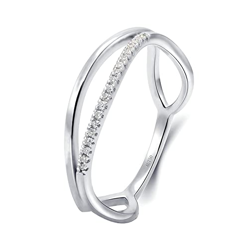 Beydodo Hochzeit Ring Weißgold 585, Ringe Personalisiert mit Diamant 1.083ct Wickelring Trauringe Verlobungsringe für Frauen Größe 60 (19.1) von Beydodo