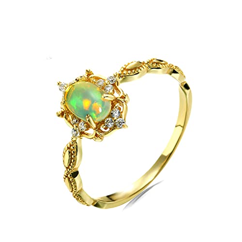 Beydodo Hochzeit Ringe Gold 585, Eheringe Damen Blume mit Oval Opal Verlobungsringe Fraun Ringe Personalisiert Nickelfrei Gr.53 (16.9) von Beydodo