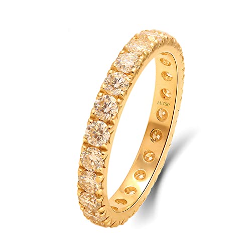 Beydodo Hochzeit Ringe Gold 750, Eheringe Damen mit 1ct Laborgezüchteter Diamant Bandring Verlobungsringe Fraun Ringe Personalisiert Nickelfrei Gr.66 von Beydodo