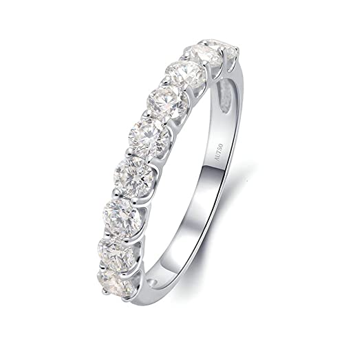 Beydodo Hochzeit Ringe Weißgold 585, Eheringe Damen mit 9 Steine 0.9ct Moissanit Verlobungsringe Fraun Ringe Personalisiert Nickelfrei Größe 57 von Beydodo