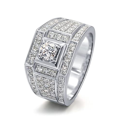 Beydodo Hochzeit Ringe Weißgold 750, Eheringe Herren 4-Steg-Krappenfassung mit 0.3ct Laborgezüchteter Diamant Verlobungsringe Fraun Ringe Personalisiert Nickelfrei Gr.49 (15.6) von Beydodo