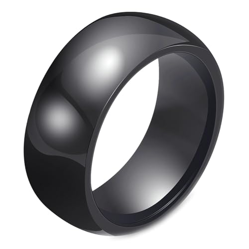 Beydodo Keramik Herren Damen Ring Freundschaft, Unisex Ringe 8MM Glänzend Partnerringe Schwarz Ring Personalisiert Nickelfrei Größe 62 (19.7) von Beydodo