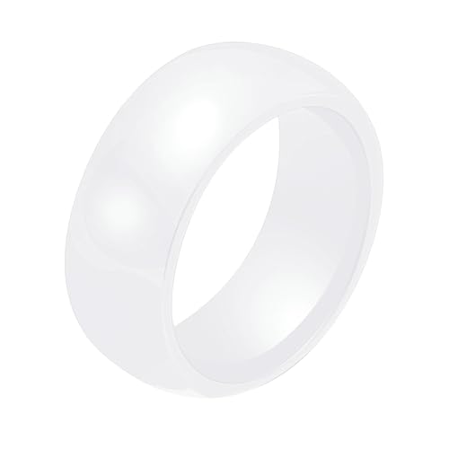 Beydodo Keramik Herren Damen Ring Freundschaft, Unisex Ringe 8MM Glänzend Partnerringe Weiß Ring Personalisiert Nickelfrei Größe 54 (17.2) von Beydodo