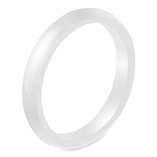Beydodo Keramik Ringe Herren, Männer Ring 3MM Glänzend Partner Ring Personalisiert Weiß Gr.67 (21.3) von Beydodo