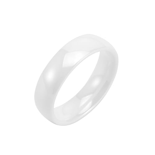 Beydodo Keramik Ringe Herren Damen, Partner Ringe 6MM Poliert Bandring Männer Ring Personalisiert Weiß Gr.67 von Beydodo