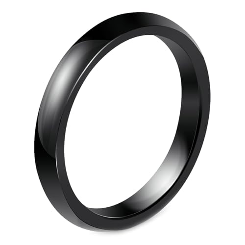 Beydodo Keramik Ringe Männer, Ring Personalisiert 3MM Glänzend Partnerringe Herren Ring Schwarz Nickelfrei Größe 49 (15.6) von Beydodo