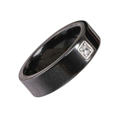 Beydodo Keramik Ringe Partner, Herren Ring Personalisiert 6MM mit Zirkonia Freundschaftsring Schwarz Ringe für Männer Größe 62 (19.7) von Beydodo