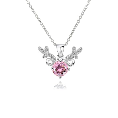 Beydodo Kette Damen 45CM mit Anhänger, Halskette Weißgold 750 Geweih mit Rosa Saphir 1ct und Diamant Hochzeit Kette für Frauen Braut Beydodo Kette Damen 45CM mit Anhänger, Halskette Weißgold 750 Geweih mit Rosa Saphir 1ct und Diamant Hochzeit Kette für Frauen Braut von Beydodo