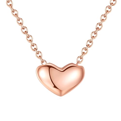 Beydodo Kette Damen Rotgold 585 Echtgold mit Anhänger, Halskette Herz Anhänger Kette 45CM Rosegold für Frauen von Beydodo