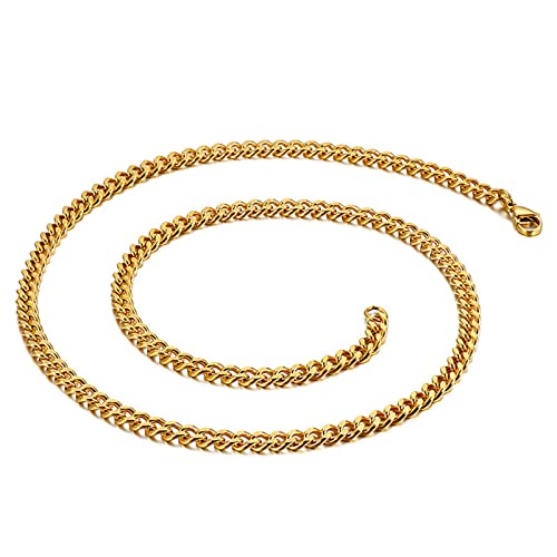 Beydodo Kette Edelstahl 55CM Herren, 2MM Panzerkette Hip Hop Partnerkette Gold Halskette für Männer Jugend von Beydodo