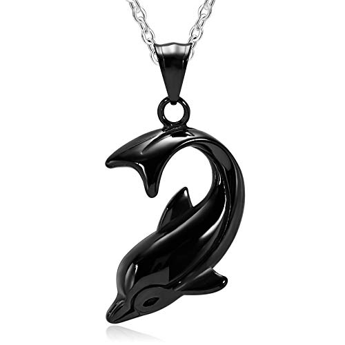 Beydodo Kette Herren mit Anhänger, Halskette Edelstahl Delfin Anhänger Kette Schwarz 60CM Freundschaftskett Partnerkette für Jugendlich von Beydodo