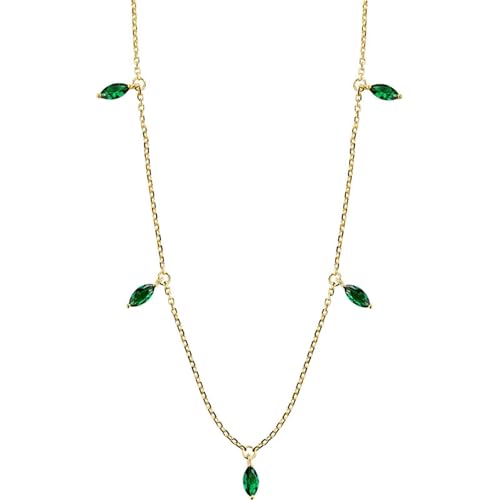 Beydodo Kette Gold 585 Damen 45CM mit Anhänger, Halskette mit Smaragd Anhänger Charms Kette für Frauen Braut von Beydodo