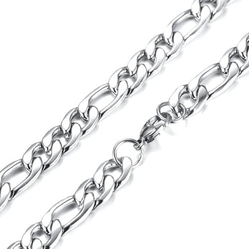 Beydodo Kette Herren 60CM Edelstahl, Figarokette 4.5MM Halskette Personalisiert Silber Freundschaftskette für Männer Jugend von Beydodo