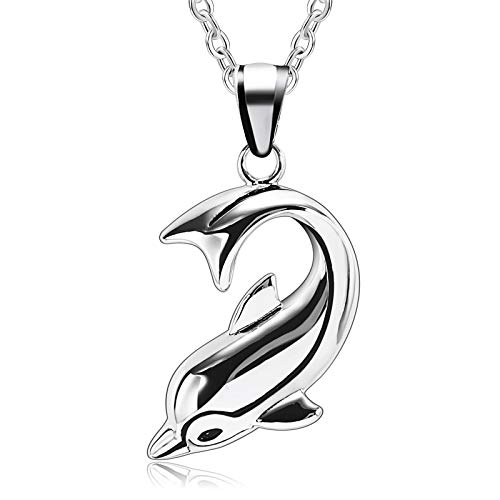 Beydodo Kette Herren Edelstahl, Halskette mit Anhänger Delfin Partnerkette Freundschaftskett Kette 60CM Silber für Männer von Beydodo