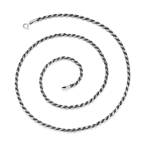 Beydodo Kette Herren Silber 925 ohne Anhänger, 3.2MM Kordelkette mit Collierverschluss Hip Hop Halskette 61CM Silber Partnerkette Freundschaftskette von Beydodo