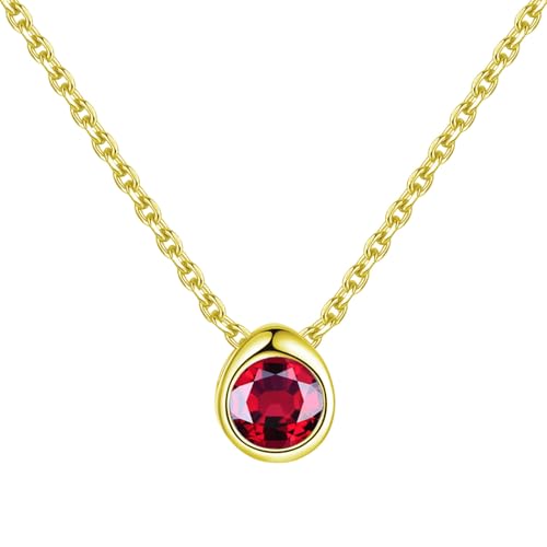Beydodo Kette mit Anhänger 750 Gold, Halskette Damen Solitär mit Rubin Anhänger Charms Kette Gold 45CM von Beydodo