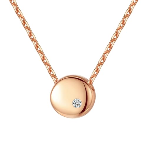 Beydodo Kette mit Anhänger Rotgold 585, Damen Halskette mit Diamant 0.05ct Anhänger Kette Rosegold 45CM Charms von Beydodo