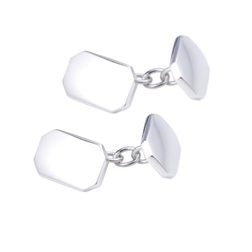 Beydodo Manschettenknöpfe Hemd Edelstahl, Manschettenknopf Herren Rechteck mit Kette Manschettenknöpfe Personalisiert Silber Cufflinks Shirts for Men von Beydodo